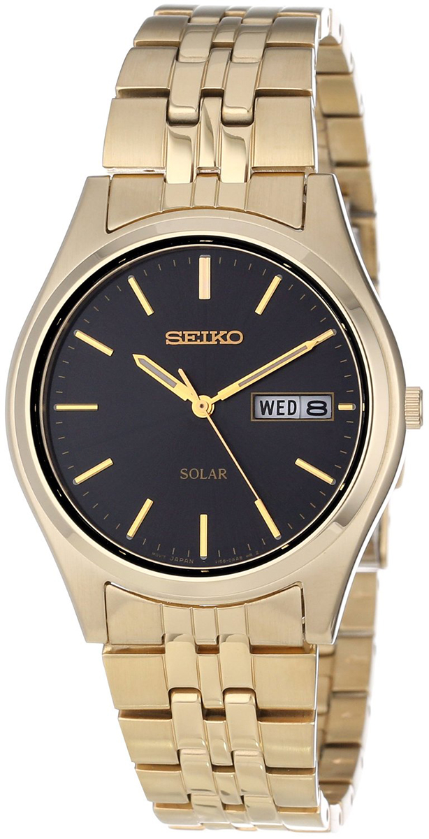 Seiko - Seiko Gold Tone Stainless Steel Solar SNE044 Men's Watch ...