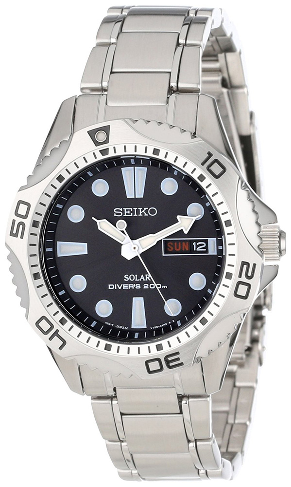 Seiko - Seiko Stainless Steel Solar Dive SNE107 Men's Watch - SNE107 - Men