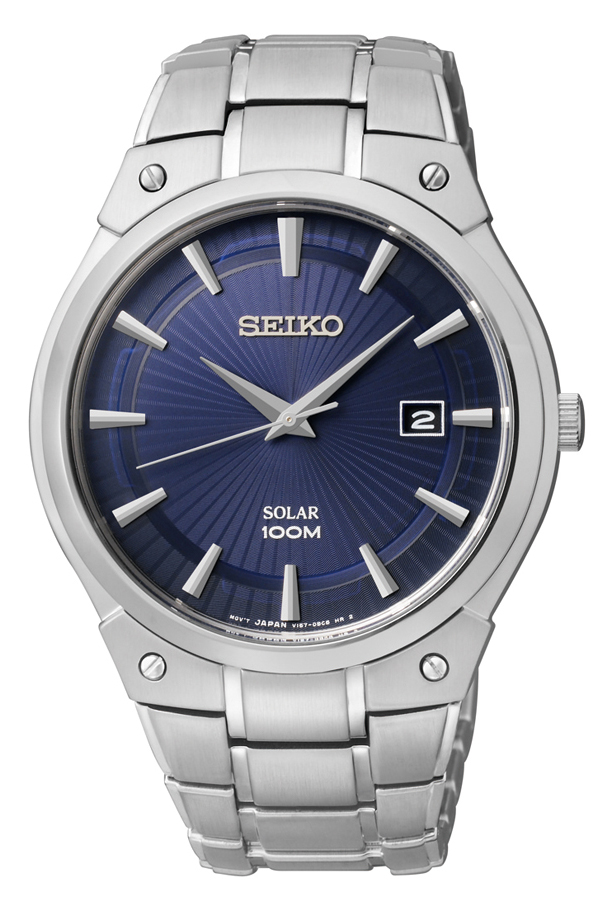 Seiko - Seiko Stainless Steel Solar Blue Dial SNE323 Men's Watch ...